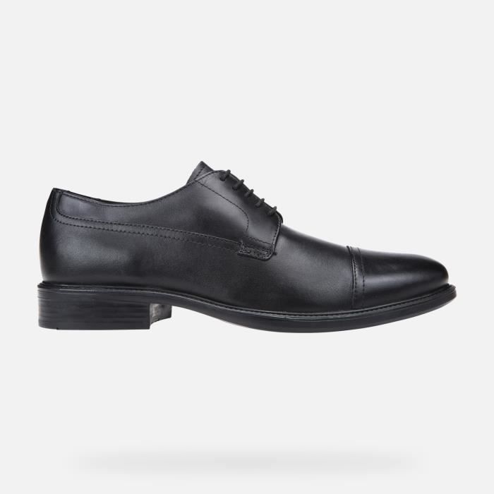 Derbies homme Geox UOMO CARNABY en cuir noir Respirantes et