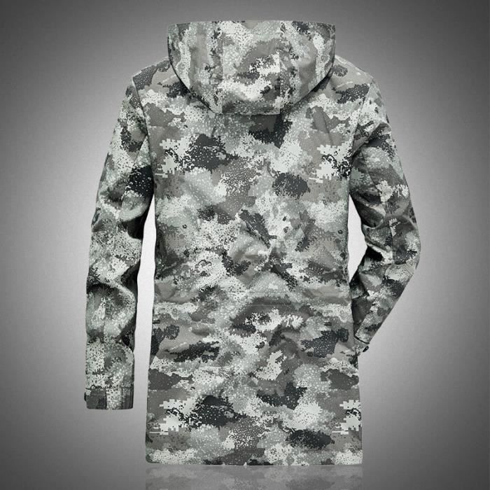 Parka Camouflage Homme Mi Longue Capuche Veste Zippee Fashion