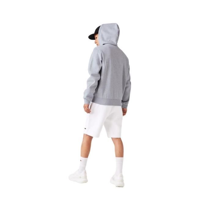 Gilet sweatshirt a capuche Lacoste Homme Ref 57995 CCA Argent