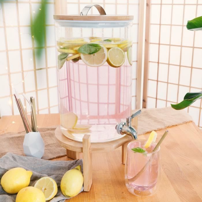 Robinet à limonade en verre Navaris avec robinet - Distributeur de boissons  avec