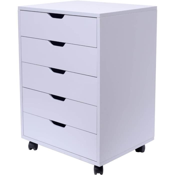 Meuble De Classement Mobile Avec 3 Tiroirs Et Roulettes, En