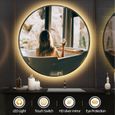 Miroir Salle Bain LED 24W rond 60cm - Anti-Buée - Éclairage Chaud Blanc - Design Contemporain-2