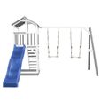 AXI Beach Tower Aire de Jeux avec Toboggan en bleu, 2 Balançoires & Bac à Sable | Grande Maison enfant extérieur en gris & blanc-2