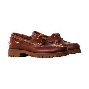 Mocassins Bateau Sebago Docksides Homme - Marron Gomme - Tige Cuir - Semelle Caoutchouc - Pointure 7 à 14 - Neuf Avec Emballage