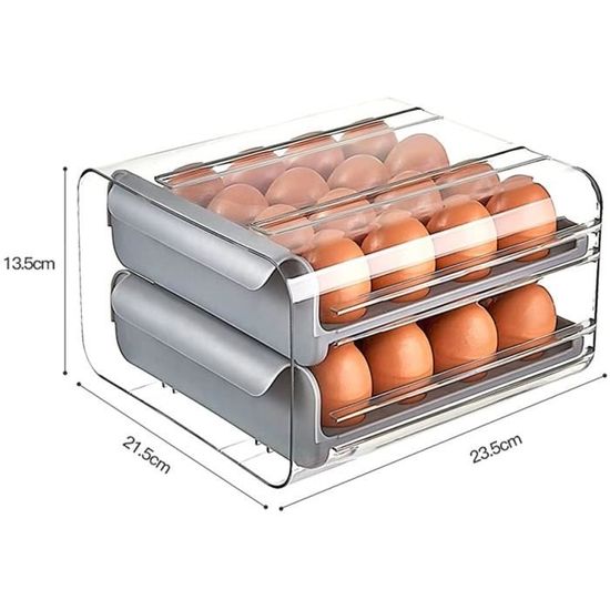 Distributeur œufs Frigo 4 Niveaux - Capacité 30 œufs - Rangement Automatique - Plastique Blanc