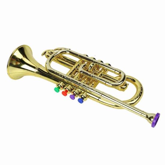 Trompette Jouet En Or Pour Enfant – 4 Touches Colorées, Instrument De Musique éducatif, Débutant, Dès 3 Ans