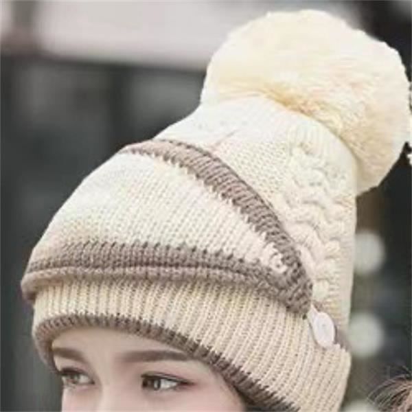 Ensemble de bonnet tricoté pour femme Bonnet Pom Pom Gants, bonnet