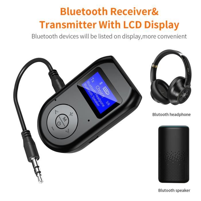 InLine - 99160I Adaptateur Avion Bluetooth 5.0 émetteur Audio pour TV, PC,  HiFi, aptX, Adaptateur Universel pour systèmes AUX 1, 2 et 3 Broches, avec
