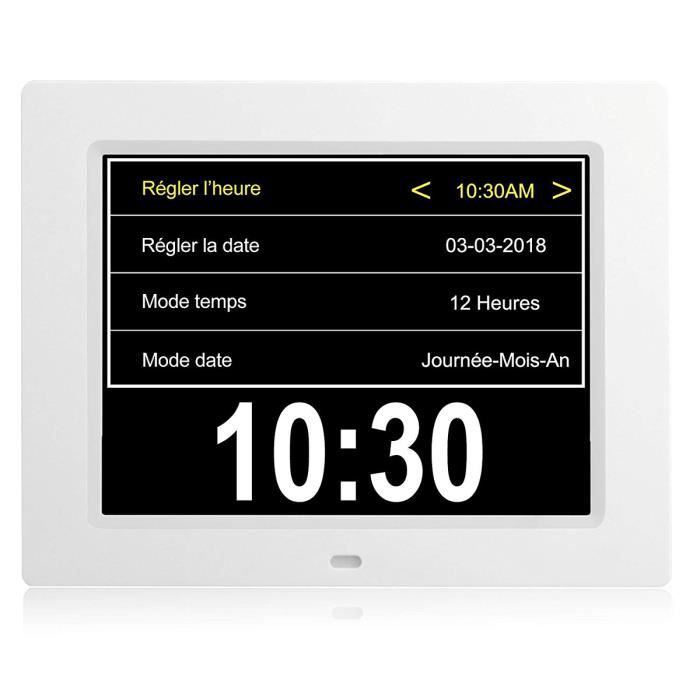 Horloge Numérique 7 Pouces Calendrier LEMNOI - Horloge Numérique 7 Pouces Avec Alarme Et Rappels - Idéale Pour Personnes Âgées Ou Alzheimer Horloge Numérique Seniors