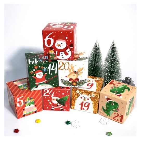 24 Boîtes De Calendrier De L’Avent à Remplir - En Papier Solide, Motifs Mignons Pour Noël