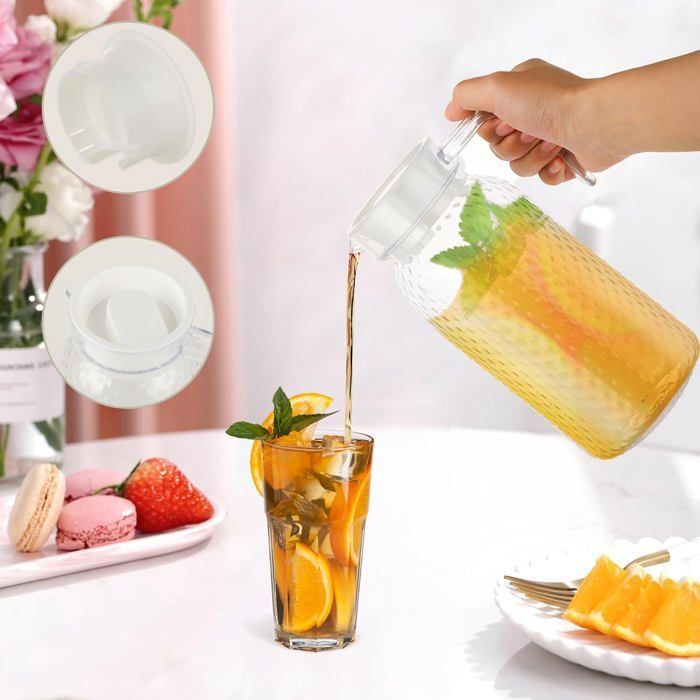 Carafe Pichet En Verre Transparent – Idéal Pour Eau, Jus Ou Café – Style Moderne