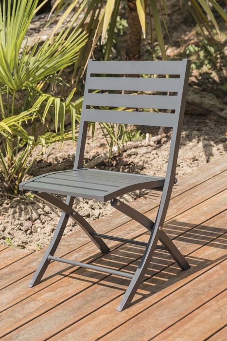 Chaise de jardin pliante en aluminium - ALUMOB - MARIUS - Gris anthracite -  Pliable - Design - Cdiscount Jardin