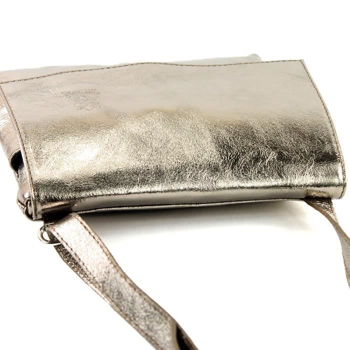 Sac à Main Femme NICOLE & DORIS En Cuir Verni Croco - Sac Porté Main Ou Bandoulière, Élégant Et Spacieux (Brun)