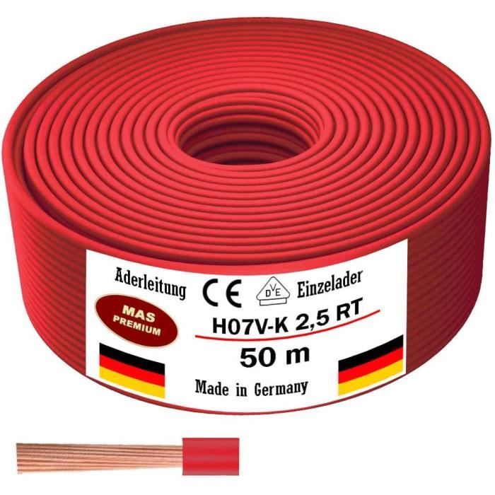 Câble souple 1.5mm2 HO7 V-K rouge le mètre