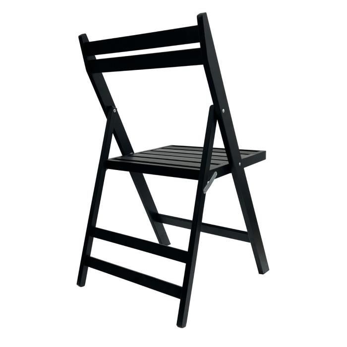 Lot De 4 Chaises Pliantes En Bois Tomaino - Gain De Place, Cuisine & Jardin, Noir - Fabriqué En Italie
