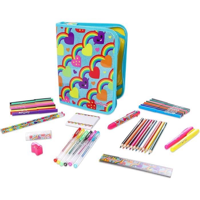 GirlZone Cadeau Fille - Trousse Scolaire Fille - Fournitures