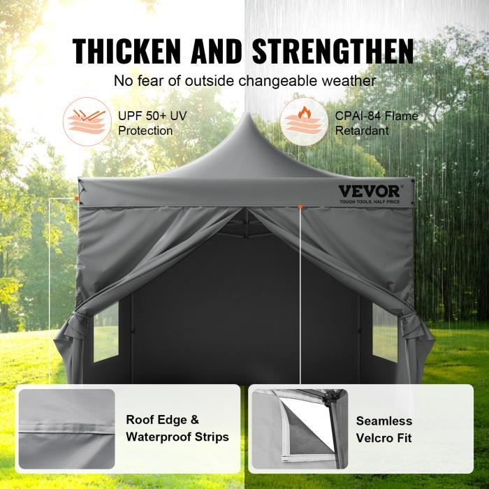 Tonnelle Pop-up VEVOR 5,9x2,96 M - Gazebo Instantané Avec Parois Latérales - Blanc, Facile à Monter - Jardin, événements - 13