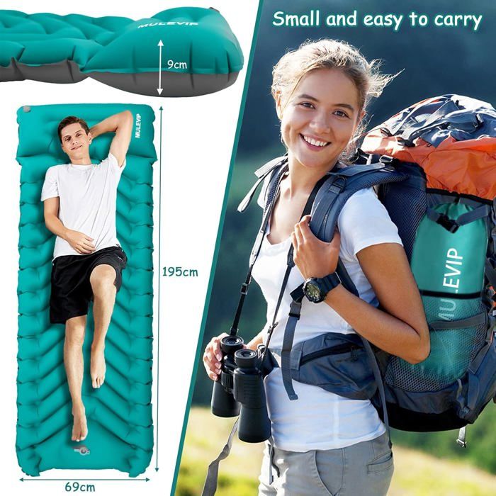 Cirulli Matelas Camping, Matelas De Couchage Ultraléger Avec Oreiller Cirulli Matelas Camping, Matelas De Couchage Ultraléger Avec Oreiller