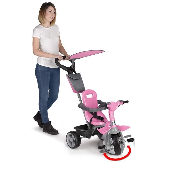 FEBER - Baby Plus, tricycle rose émettant de la musique et des lumières, léger et facile d'utilité, pour enfants de 9 mois à 3 ans