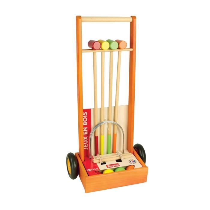 Jeu de croquet en bois pour enfants JEUJURA 4 joueurs Chariot en