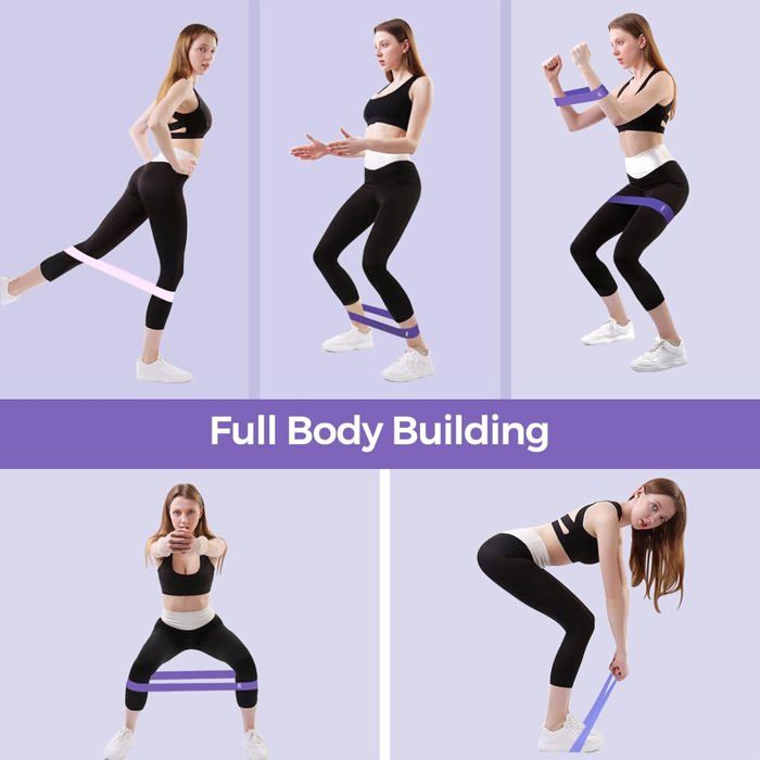 Lot 5 Bandes élastiques Fitness - Résistance Progressive, Pour Yoga, Pilates, Muscu, Rééducation, Avec Pochette, Légères Et Portables