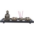 accueil zen jardin ensemble table décor kit bouddha statue lotus thé lumière bougie titulaire brûleur d encens stand pour yog-0