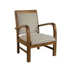 Fauteuil hexago bois teck tissu vert scandi - MACABANE - ERIS - Beige - Intérieur - 1 place