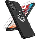 Coque pour Samsung Galaxy A53 5G Anneau Support + 2 Protection écran, Antichoc,Camera Anti-Rayures LeYi-Noir
