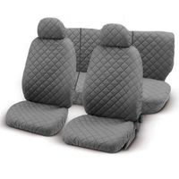 Housses de siège en tissue de coton piquées avec zip - gris clair