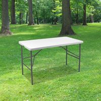 Table Pliante 120 cm d'Appoint Rectangulaire Blanche - Table de Camping 6 personnes L120 x l60 x H74cm en HDPE Haute Densité