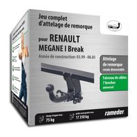 Attelage - Renault MEGANE I Break - 03/99-02/01 - rotule démontable - AUTO-HAK - Faisceau universel 7 broches