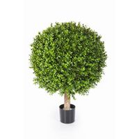 Boule de buis artificiel TOM sur tronc, 1080 feuilles, 55 cm, Ø 40 cm – buis plastique - plante artificielle buis – artplants