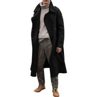 Funmoon Noir mode hommes longues vestes automne hiver Trench Coat 2020 nouveau hommes Long coupe-vent vêtements d'extérieur