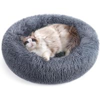 Rabbitgoo Panier pour chat/chien Rond en Peluche pour et Confortable Lavable-60cm-Gris Foncé