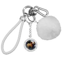 Ensemble de porte-clés blanc à motif Bélier mignon – Porte-clés pour femme en strass étincelant avec bracelet. 8