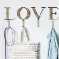 Crochets Muraux en Rotin et Métal Pour Vêtements Chapeau et Décoration - LOVE