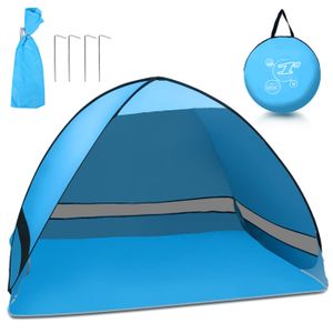 ABRI DE PLAGE Eulenke Tente de plage Tente de soleil de plage pop-up, UV 50+ portable Bleu 200*120*130cm