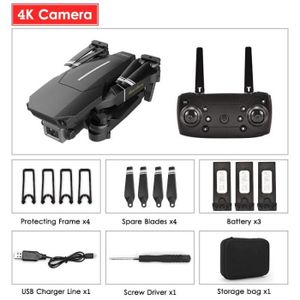DRONE Noir 4K 3B-Mini Drone E100 avec caméra HD 4K, phot