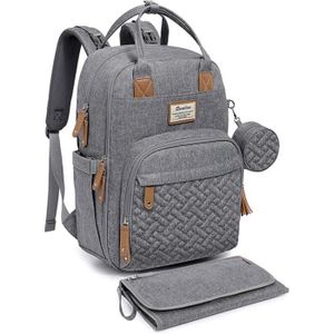 SAC À LANGER Sac à dos à langer RUVALINO avec tapis à langer nomade, attache sucette et sangles de poussette, Gris