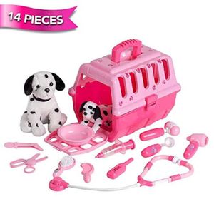 Kit Vétérinaire Enfant 20 Pièces – Jeu De Rôle Avec Chien Qui Court & Aboie, Cage, Blouse, Stéthoscope – Jouet Éducatif Dès 3 Ans