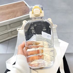 GOURDE Marque de 750 ml blanc - Bouteille d'Eau Plate Transparente sans BPA pour Fille et Enfant Gourde de 750ml, Go