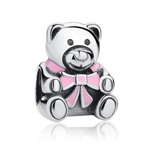 Charm's KH Charms Argent 925 Teddy Ours Rose Émail Charm p