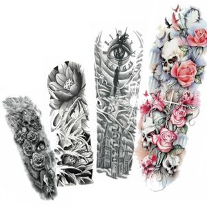 4 Morceaux Noir Lotus Temporaire Tatouage Autocollants Fleur