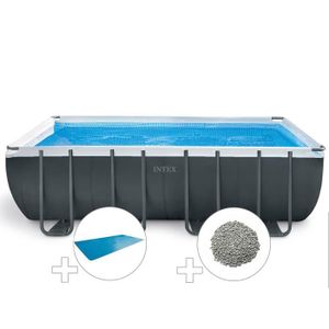 PISCINE Kit piscine tubulaire Intex Ultra XTR Frame rectangulaire 5,49 x 2,74 x 1,32 m + Bâche à bulles + 20 kg de zéolite