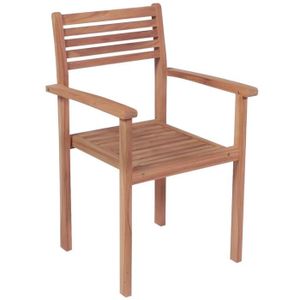 Ensemble table et chaise de jardin Chaises de jardin empilables 6 pcs Bois de teck solide Mothinessto LY8362