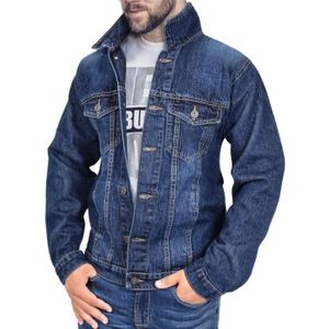 VESTE Homme Veste Mode Denim Veste Jean Bleu Foncé Manch