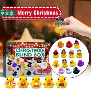 JOUET DE BAIN Calendrier de compte à rebours de Noël jouet de boîte aveugle à 24 grilles, canards sonores flottants en caoutchouc, cadeaux de