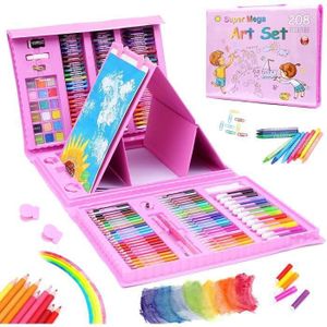 JEU DE COLORIAGE - DESSIN - POCHOIR 208PCS Dessin crayonsMalette de Coloriage Enfants 