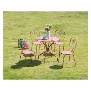 Ensemble table et chaise de jardin Salle à manger de jardin en métal façon fer forgé 