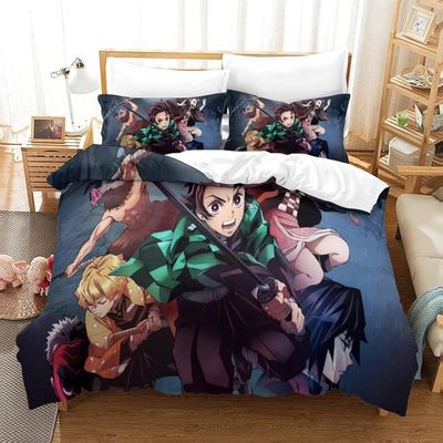 NICHIYOBI Monster Hunter Parure De Lit 3 Pièces Avec Housse De Couette Et Taie D'oreiller, En Microfibre, Impression Numérique 3D (16, Simple 135 X 200 Cm